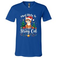 Most Likely To Bring Home A Stray Cat Christmas Santa Hat Cool Gift V-Neck T-Shirt