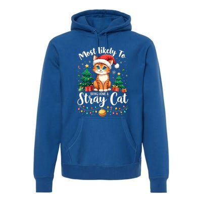 Most Likely To Bring Home A Stray Cat Christmas Santa Hat Cool Gift Premium Hoodie