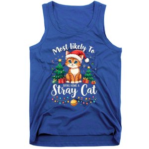 Most Likely To Bring Home A Stray Cat Christmas Santa Hat Cool Gift Tank Top