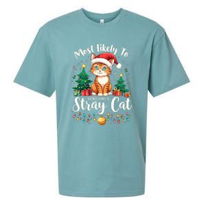 Most Likely To Bring Home A Stray Cat Christmas Santa Hat Cool Gift Sueded Cloud Jersey T-Shirt