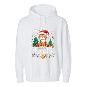 Most Likely To Bring Home A Stray Cat Christmas Santa Hat Cool Gift Garment-Dyed Fleece Hoodie