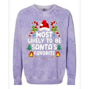 Most Likely To Be SantaS Favorite Matching Christmas Colorblast Crewneck Sweatshirt