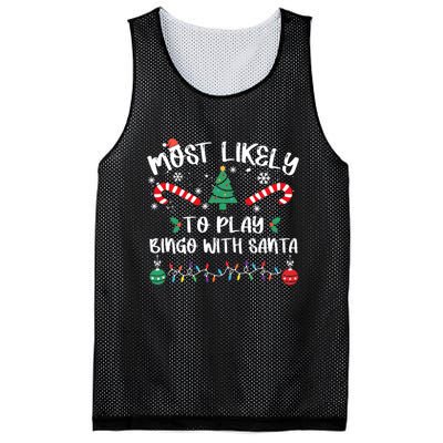 Most Likely To Play Bingo With Santa Christmas Pajama Mesh Reversible Basketball Jersey Tank