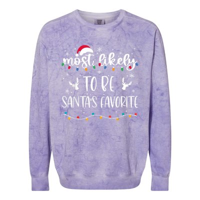 Most Likely To Be SantaS Favorite Matching Christmas Colorblast Crewneck Sweatshirt