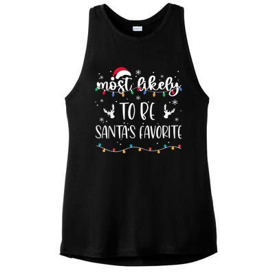 Most Likely To Be SantaS Favorite Matching Christmas Ladies PosiCharge Tri-Blend Wicking Tank