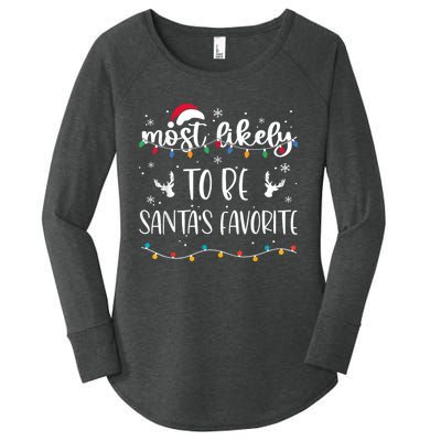 Most Likely To Be SantaS Favorite Matching Christmas Women's Perfect Tri Tunic Long Sleeve Shirt