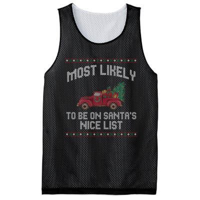 Most Likely To Be On Santas Nice List Funny Ugly Christmas Mesh Reversible Basketball Jersey Tank