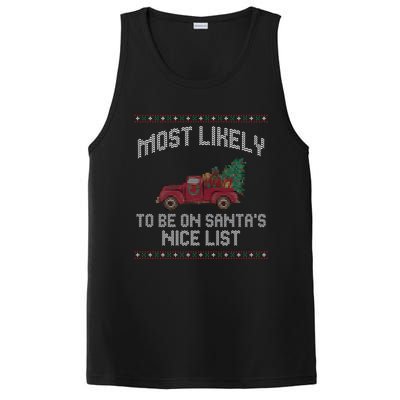 Most Likely To Be On Santas Nice List Funny Ugly Christmas PosiCharge Competitor Tank