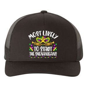 Most Likely To Start All The Shenanigans Family Mardi Gras Yupoong Adult 5-Panel Trucker Hat