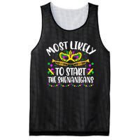 Most Likely To Start All The Shenanigans Family Mardi Gras Mesh Reversible Basketball Jersey Tank