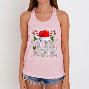 Most Likely To Shoot The Reindeer Matching Family Gift Women's Knotted Racerback Tank