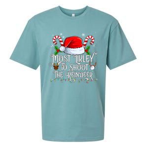 Most Likely To Shoot The Reindeer Matching Family Gift Sueded Cloud Jersey T-Shirt