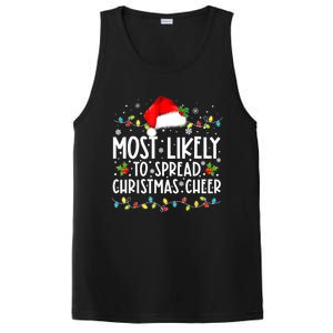 Most Likely To Spread Christmas Cheer Santa Hat Xmas Lights Gift PosiCharge Competitor Tank