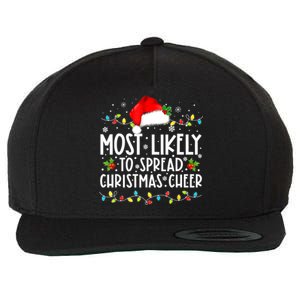 Most Likely To Spread Christmas Cheer Santa Hat Xmas Lights Gift Wool Snapback Cap