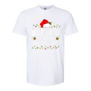 Most Likely To Spread Christmas Cheer Santa Hat Xmas Lights Gift Softstyle CVC T-Shirt