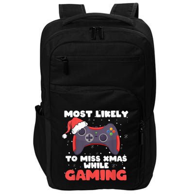Most Likely To Miss Christmas While Gaming, Xmas Family Impact Tech Backpack
