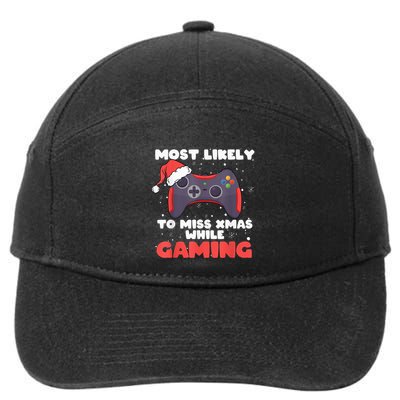 Most Likely To Miss Christmas While Gaming, Xmas Family 7-Panel Snapback Hat