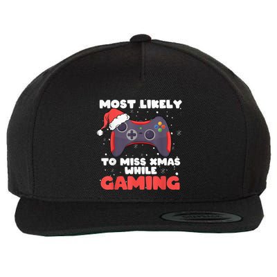 Most Likely To Miss Christmas While Gaming, Xmas Family Wool Snapback Cap