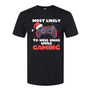 Most Likely To Miss Christmas While Gaming, Xmas Family Softstyle CVC T-Shirt