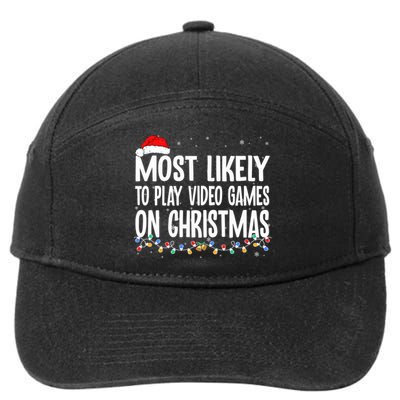 Most Likely To Play Video Games On Christmas Xmas Lights  7-Panel Snapback Hat