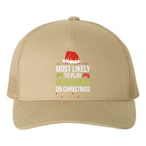 Most Likely To Play Video Games On Christmas Funny Gamer Yupoong Adult 5-Panel Trucker Hat