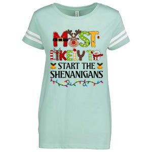 Most Likely To Start The Shenanigans Christmas Family Xmas Enza Ladies Jersey Football T-Shirt