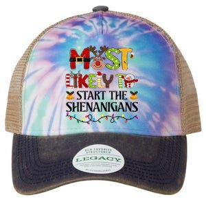 Most Likely To Start The Shenanigans Christmas Family Xmas Legacy Tie Dye Trucker Hat