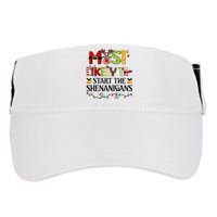 Most Likely To Start The Shenanigans Christmas Family Xmas Adult Drive Performance Visor