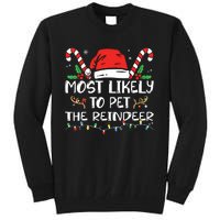 Most Likely To Pet The Reindeer Funny Christmas Tall Sweatshirt