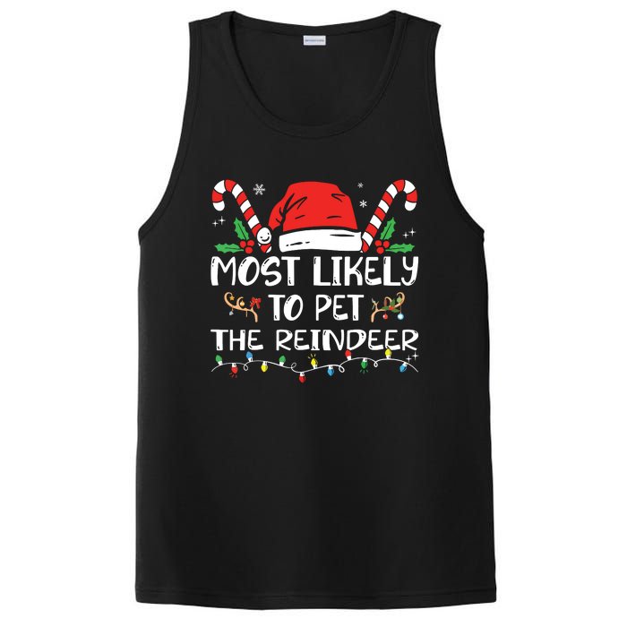 Most Likely To Pet The Reindeer Funny Christmas PosiCharge Competitor Tank