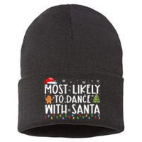 Most Likely To Dance With Santa Family Xmas Holiday Sustainable Knit Beanie