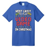 Most Likely To Play Video Games On Christmas Xmas Lights Tall T-Shirt