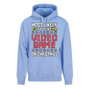 Most Likely To Play Video Games On Christmas Xmas Lights Unisex Surf Hoodie