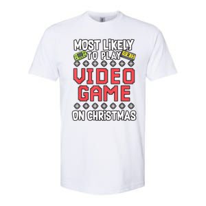 Most Likely To Play Video Games On Christmas Xmas Lights Softstyle CVC T-Shirt