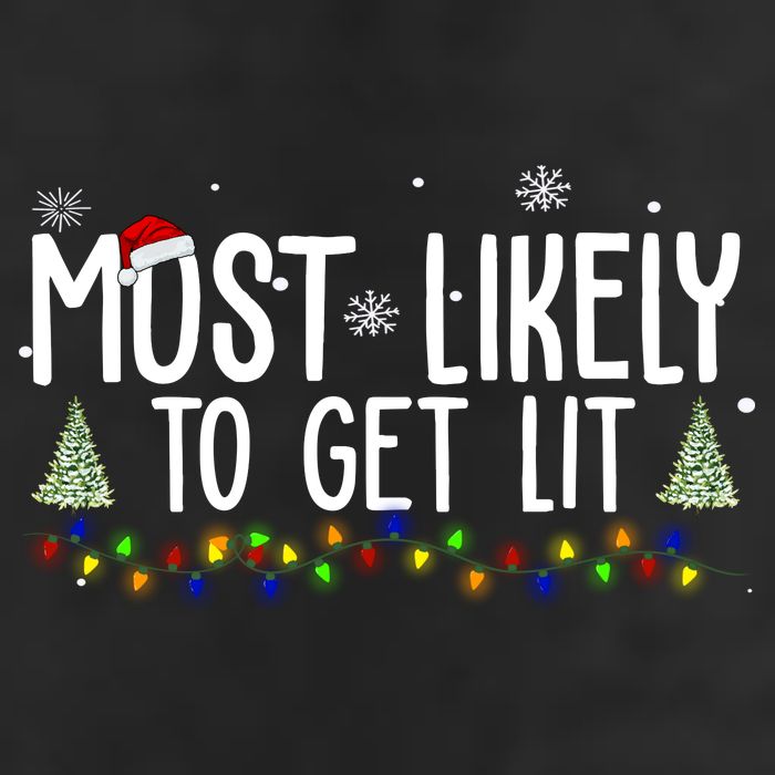Most Likely To Get Lit Funny Christmas 7 Panel Mesh Trucker Snapback Hat