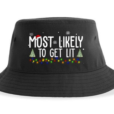 Most Likely To Get Lit Funny Christmas Sustainable Bucket Hat