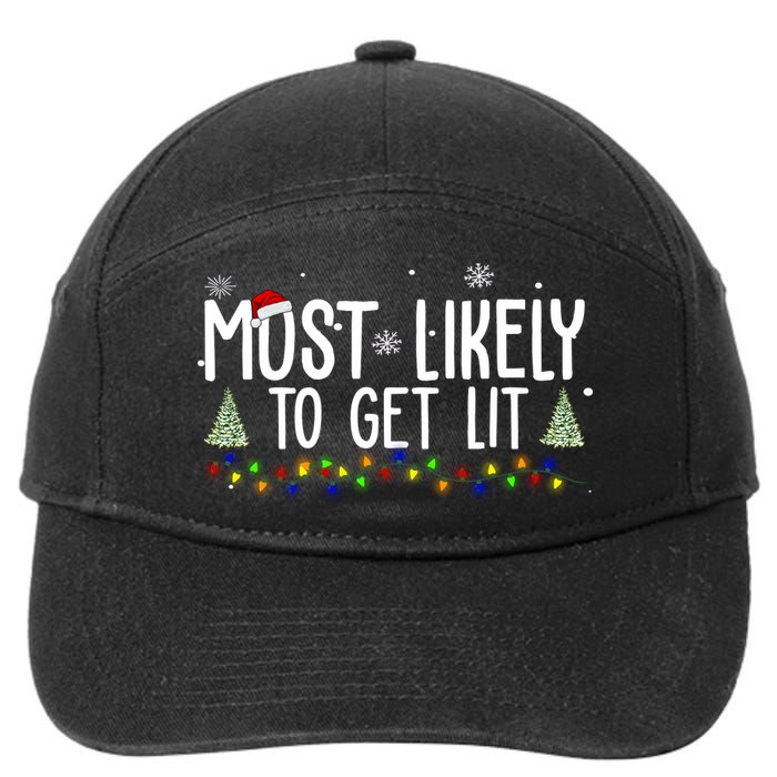 Most Likely To Get Lit Funny Christmas 7-Panel Snapback Hat