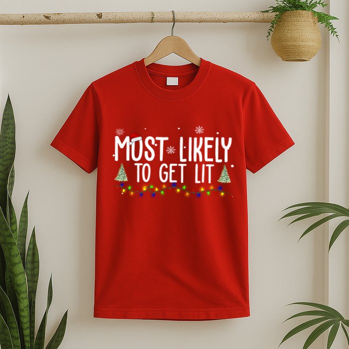 Most Likely To Get Lit Funny Christmas T-Shirt