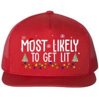Most Likely To Get Lit Funny Christmas Flat Bill Trucker Hat