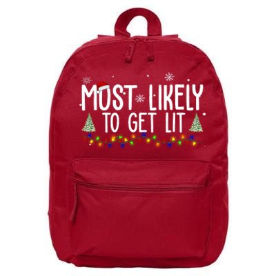 Most Likely To Get Lit Funny Christmas 16 in Basic Backpack