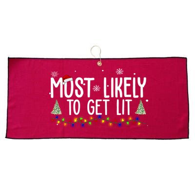 Most Likely To Get Lit Funny Christmas Large Microfiber Waffle Golf Towel