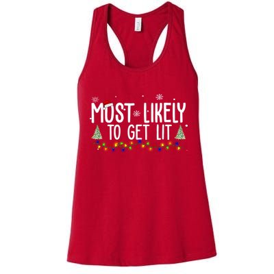 Most Likely To Get Lit Funny Christmas Womens Tank Top