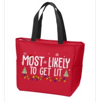 Most Likely To Get Lit Funny Christmas Zip Tote Bag