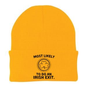 Most Likely To Do An Irish Exit Funny St Patricks Day Knit Cap Winter Beanie