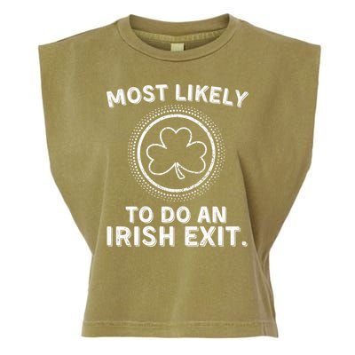 Most Likely To Do An Irish Exit Funny St Patricks Day Garment-Dyed Women's Muscle Tee