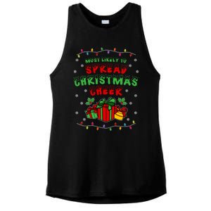 Most Likely To Spread Christmas Cheer Funny Gift Ladies PosiCharge Tri-Blend Wicking Tank