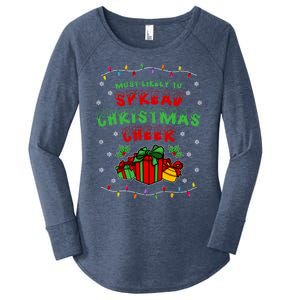 Most Likely To Spread Christmas Cheer Funny Gift Women's Perfect Tri Tunic Long Sleeve Shirt