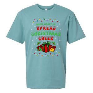 Most Likely To Spread Christmas Cheer Funny Gift Sueded Cloud Jersey T-Shirt