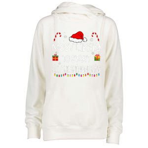 Most Likely To Start All The Shenanigans family Christmas Womens Funnel Neck Pullover Hood