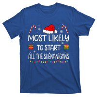 Most Likely To Start All The Shenanigans family Christmas T-Shirt